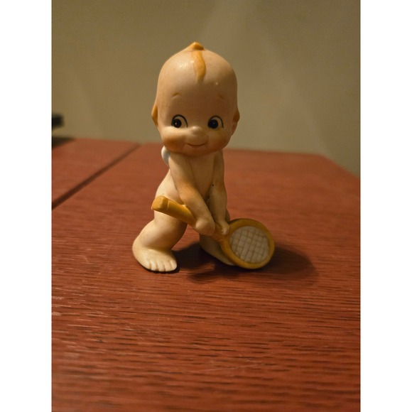 Other - Vintage Bisque Porcelain Kewpie Baby Figurine Tennis Player Sport Collectible